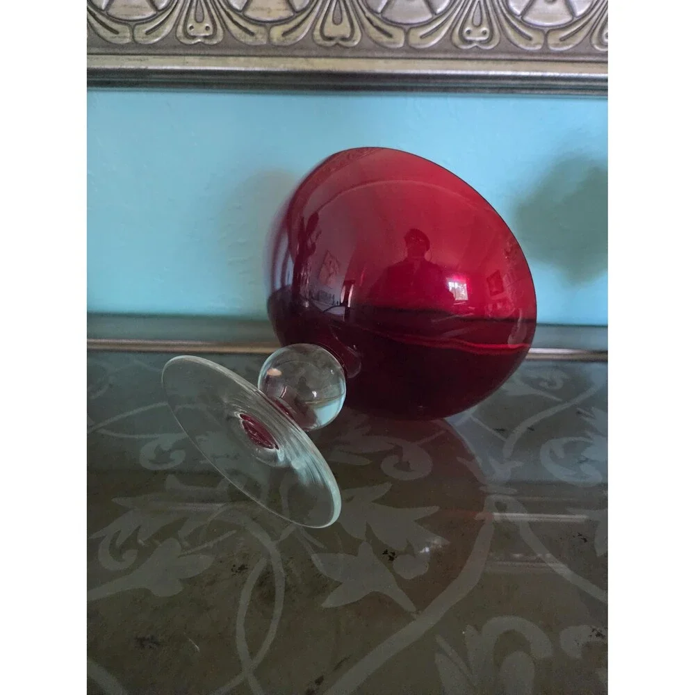 Unbranded | Accents | Vintage Ruby Red Glass Pedestal Bowl Mcm ...